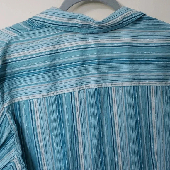 JM Collection Blue Button Down - Picture 11 of 13